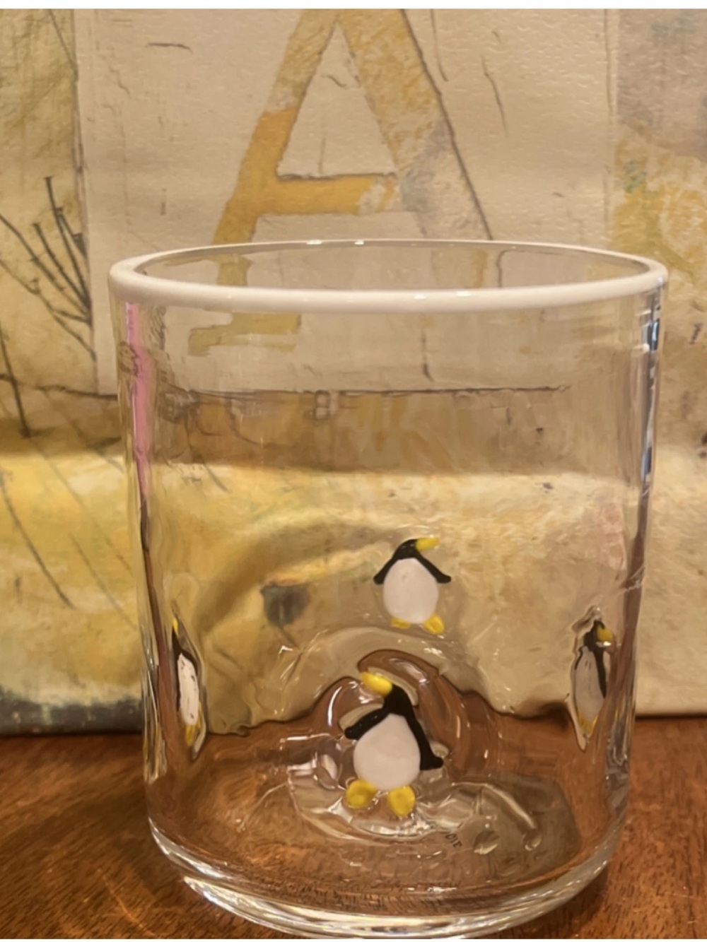 Anthropologie Festive Icon Juice Glass Penguin 17.25 oz Christmas Holiday